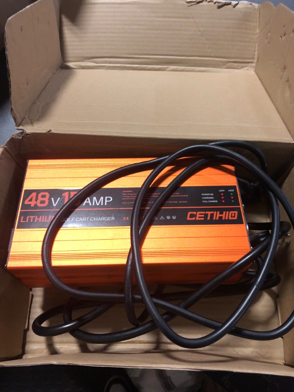 Photo 1 of 48 Volt Lithium Battery Charger for Golf Carts with Anderson Plug. 15 AMP Golf Cart LIFEPO4 Battery Charger. 16FT, 3-Stage Charge Technology, (Output: 58.4 Volts) 3-5 Hours Full Charge, Smarter