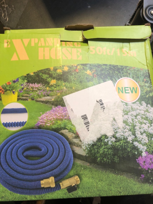 Photo 1 of 50 FT Expandable Garden Hose - Flexible Water Hose with 10 Spray Nozzle - Car Wash Hoses with 3/4" Solid Brass Connector - Flexible Expanding Hoses with 10 Pattern Spray Nozzle?blackgreen?