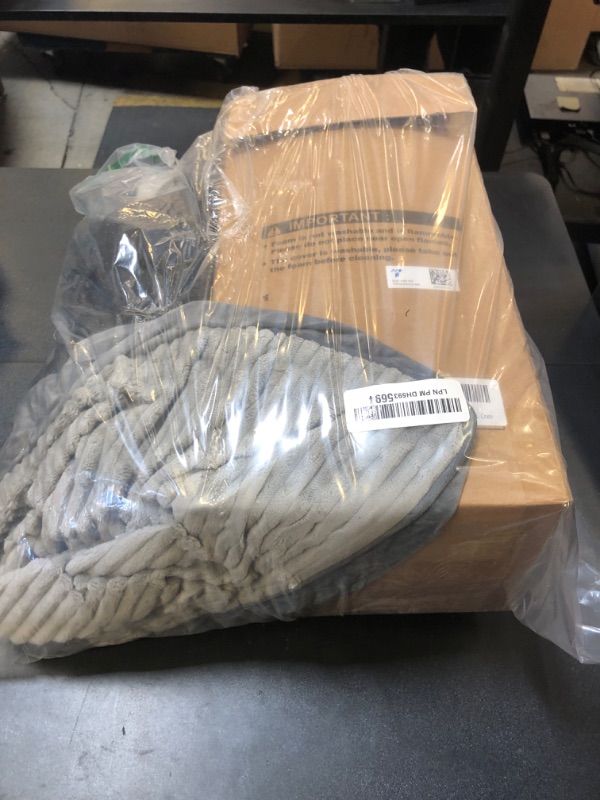 Photo 1 of OhGeni 41 Inch Orthopedic Waterproof & Machine Washable Dog Bed for Large Pets, 20D Egg Crate Foam Stable Support, Non-Slip Bottom and Removable Cover, Tear-Resistant Invisible Durable Zipper (Gray)  DAMAGED PKG
