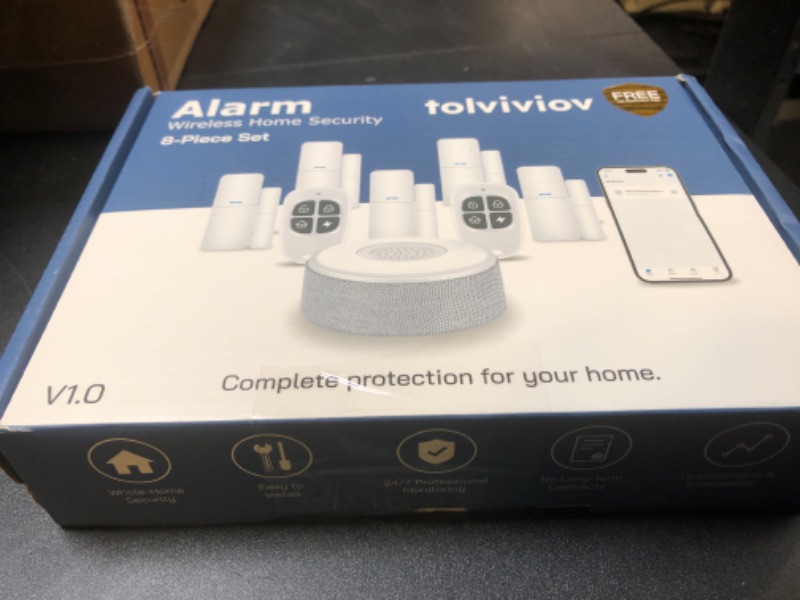 Photo 1 of WiFi Door Alarm System, Wireless DIY Smart Home Security System, with Phone APP Alert, 8 Pieces-Kit (Alarm Siren, Door Window Sensor, Remote), Work with Alexa, for House, Apartment, by tolviviov