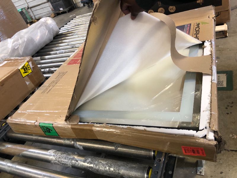 Photo 1 of Amorho 36"X32" LED Bathroom Mirror with Black Frame, Front Light and Backlit, Stepless Dimmable, Anti-Fog, Shatter-Proof, Memory, 3 Colors, Double LED Vanity Mirror