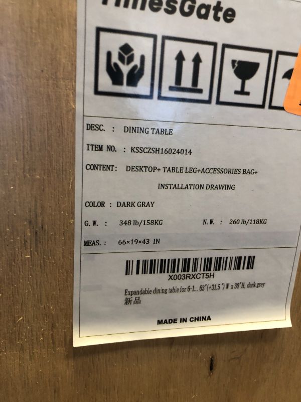 Photo 1 of TimesGate Extendable Dining Table for 8-12 Seat, Flexible Stretch, Tabletop Made from Rock Plate and Tempered Glass, Solid Carbon Steel Base, 35.4" D x 94.5" W x 30" H, Dark Grey