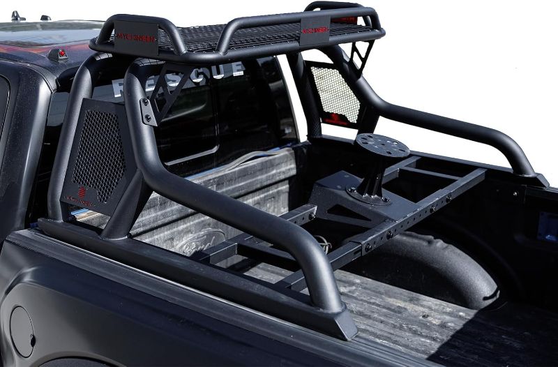 Photo 1 of Roll Bars with Retractable Cargo Basket Compatible for 02-23 Dodge Ram 1500/2500/3500,15-24 Ford F-150,14-24 Chey Silverado&GMC Sierra 1500/2500/3500,04-24 Toyota Tundra,Black Roll Bar
