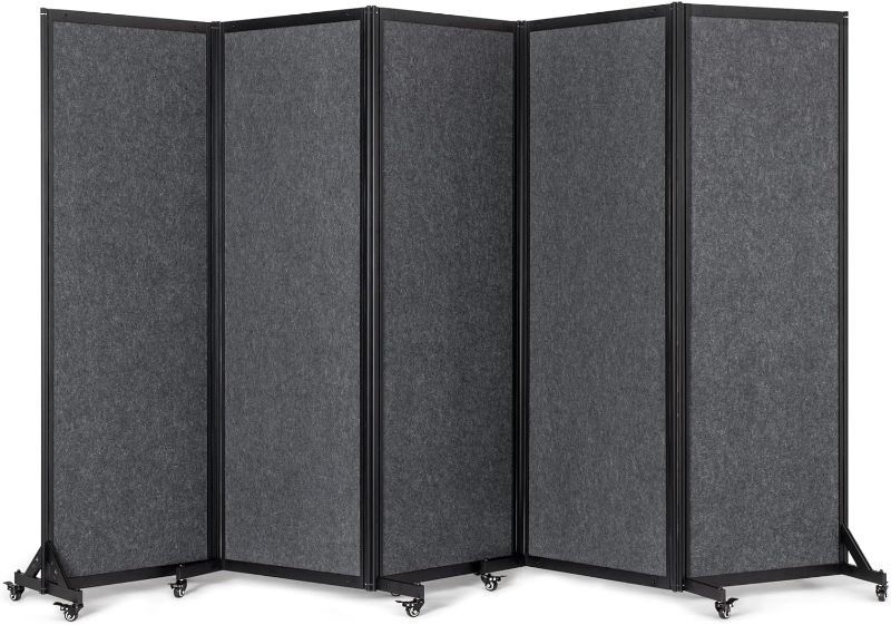 Photo 1 of Office Divider,Room Partition, Privacy Partition Separator,Portable Commercial Screen Dividers,Classroom School Dividers,10'6"W x 6'7"H,5 Panel,Grey
