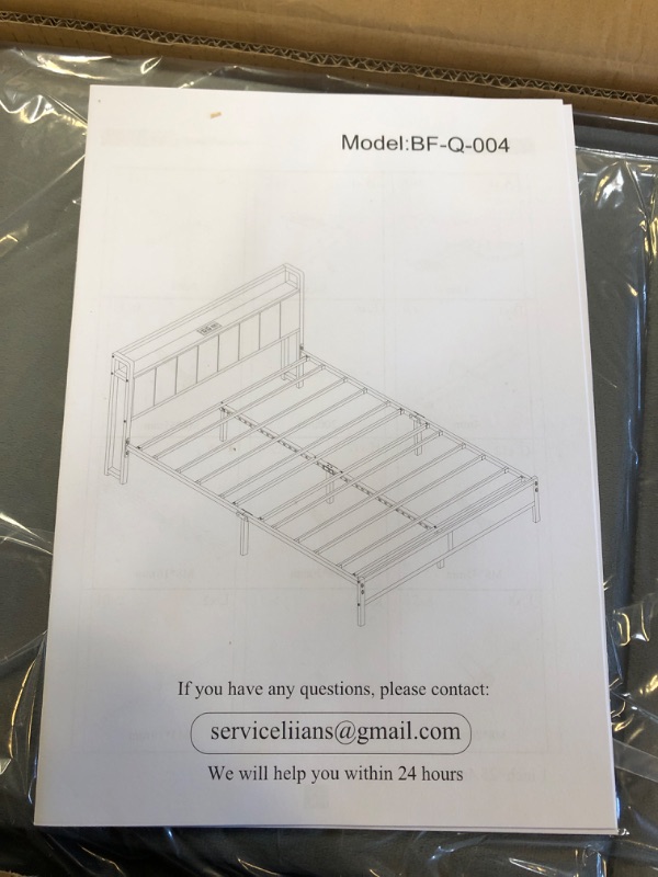 Photo 1 of Queen Bed Frame with Headboard, Metal Platform Bed with Smart LED Lights and USB Charging Station, Easy Assembly, No Box Spring Needed