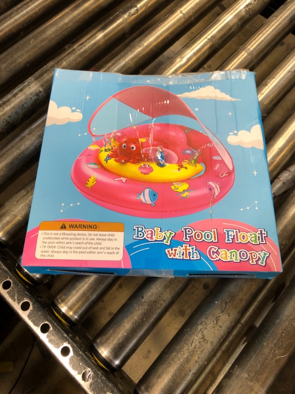Photo 1 of Baby Pool Float with Canopy, Inflatable Baby Swim Float with UPF50+ Sun Protection, Toddler Infant Pool Float with Toy Play Console Adjustable Safety Seat for Kids Girls Boys Aged 6-36 Months