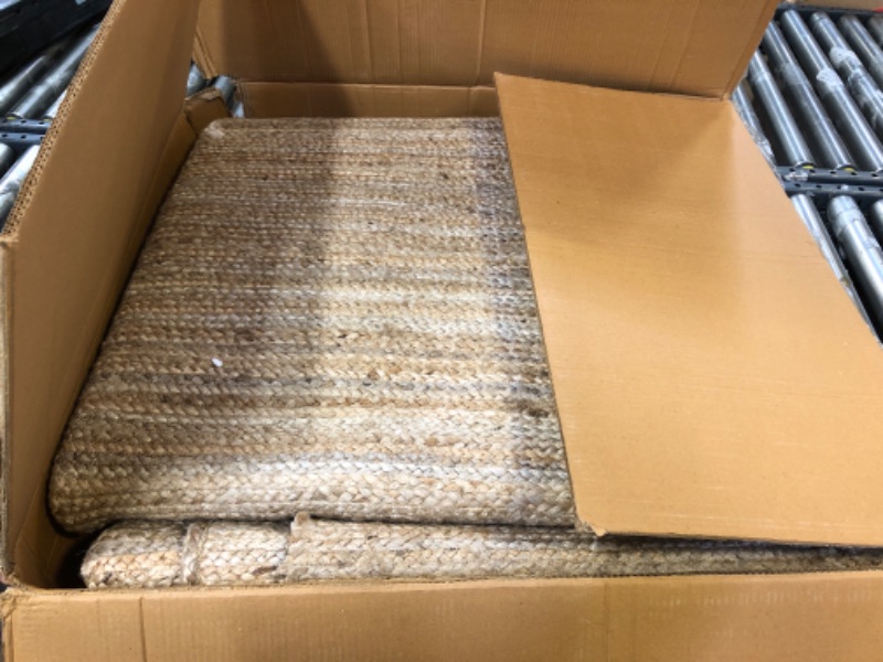 Photo 1 of FRELISH DECOR Handwoven Jute Area Rug - 10x14 Feet Natural Yarn - Rustic Vintage Beige Braided Reversible Rectangular Rugs for Bedroom - Kitchen - Living Room - Farmhouse (10' x 14')