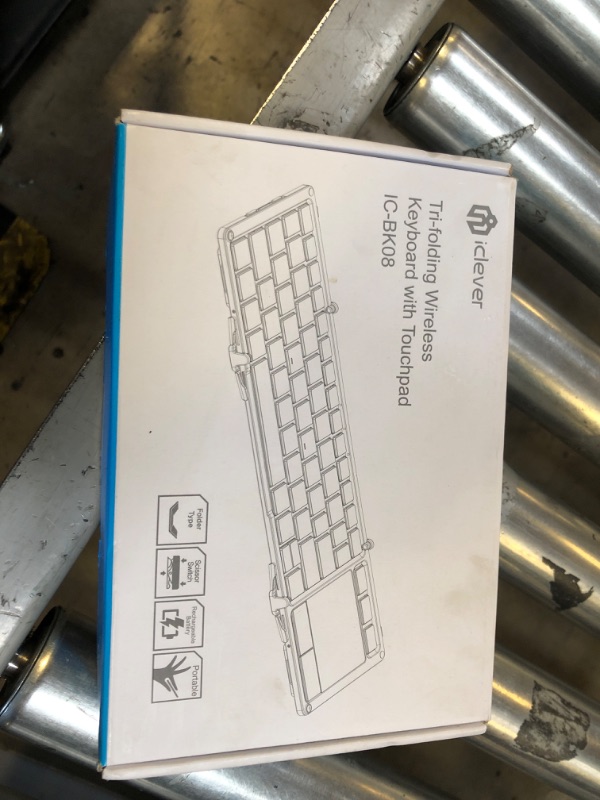 Photo 1 of iClever Foldable Keyboard, BK08 Bluetooth Keyboard with Sensitive Touchpad, Multi Devices, Pocket-Sized Tri-Folding Portable Keyboard for iPad, iPhone, Smartphone, Laptop and Table
