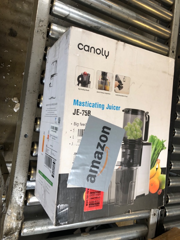 Photo 1 of Cold Press Juicer, 5.4" Wide Feed Chute Juice Extractor Machine with 400W, High Juice Yield, Slow Masticating Juicer for Whole Vegetables & Fruits, Light Gray