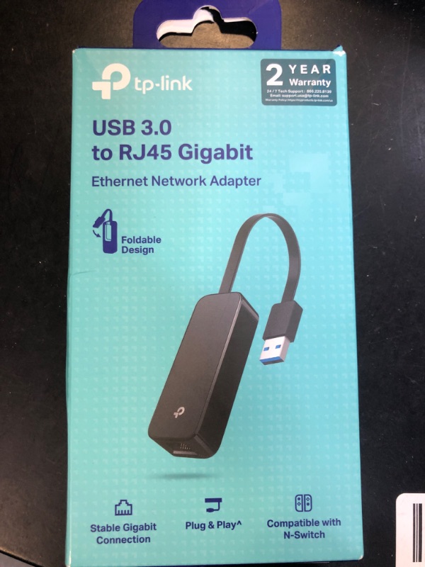 Photo 2 of TP-Link USB to Ethernet Adapter (UE306), Supports Nintendo Switch, Foldable USB 3.0 to Gigabit Ethernet LAN Network Adapter, Supports Windows, Linux, Apple MacBook OS 10.11 - 12(Driver Required)