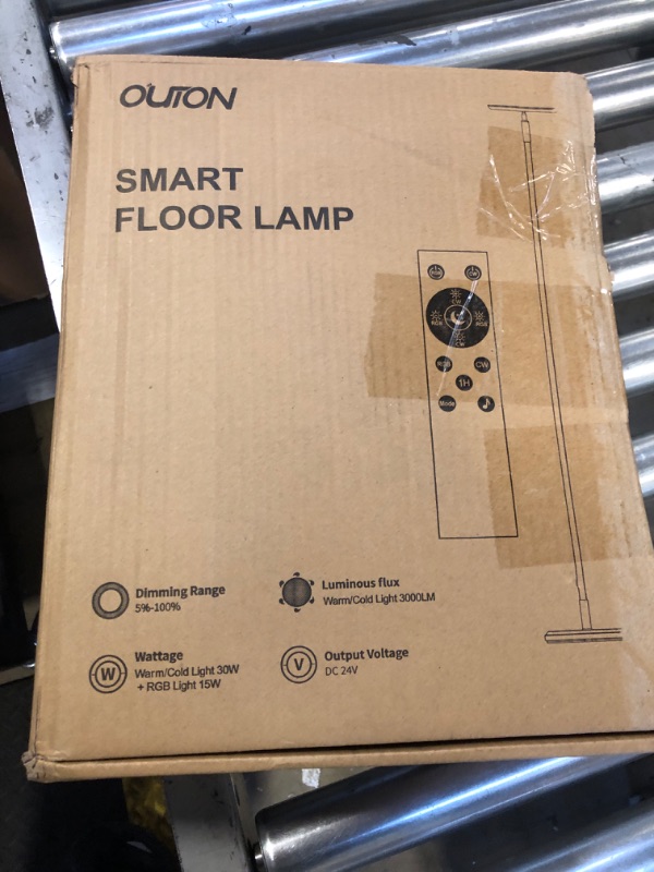 Photo 1 of OUTON Smart Floor Lamp, 30W/3000LM Bright LED RGB Torchiere Floor Lamp, Works with Alexa Google Home, 16 Million DIY Colors, Music Sync, Standing lamp for Living Room, Bedroom, Gaming Room (Black)