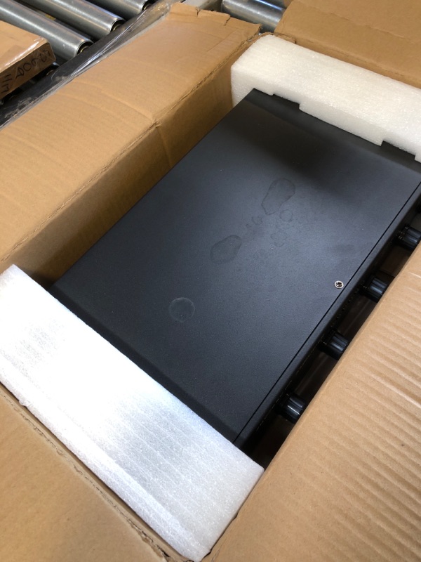 Photo 1 of Pyle Compact Mini Home Power Amplifier - 100W Smart Indoor Audio Stereo Receiver w/ RCA, 3 Microphone IN, AUX, 25/70V Outputs, LED, Input Selector, For PA, Amplified Speaker Sound System PCM60A Black