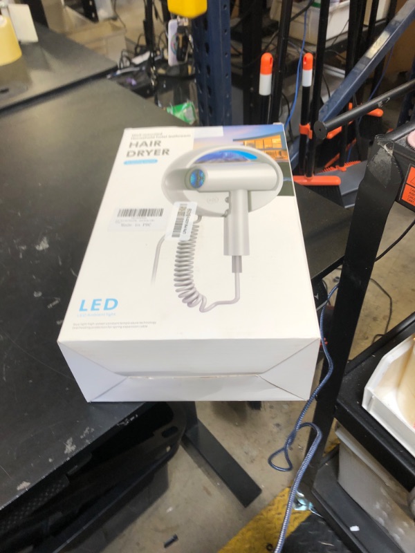 Photo 1 of 110V Hotel Wall Mounted Hair Dryer for Bathroom?with Night Light? Professional Styling HairDryer for Salon?Blue Light Negative Ions? Fast Drying Restroom Blow Dryer?Matte Texture - Pearly White