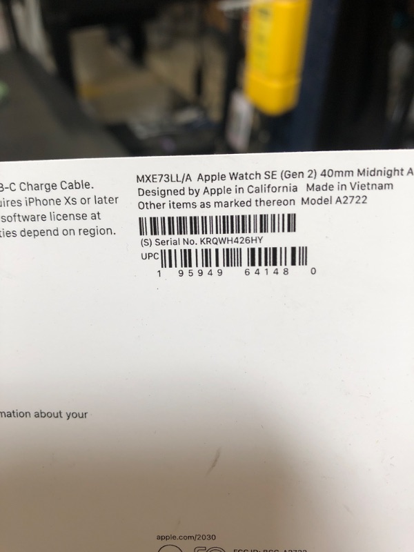 Photo 1 of Apple Watch SE (2nd Gen) [GPS 40mm] Smartwatch with Midnight Aluminum Case with Midnight Sport Band S/M. Fitness and Sleep Trackers, Crash Detection, Heart Rate Monitor, Retina Display