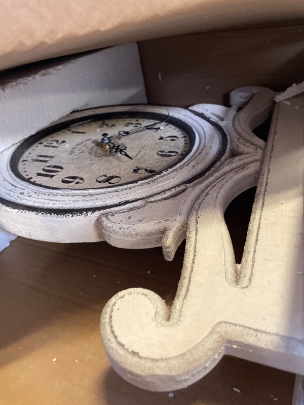 View 2 of Deco 79 Wooden Decorative Clock Scroll Mantel Clock, Tabletop Clock 16" x 4" x 15", White