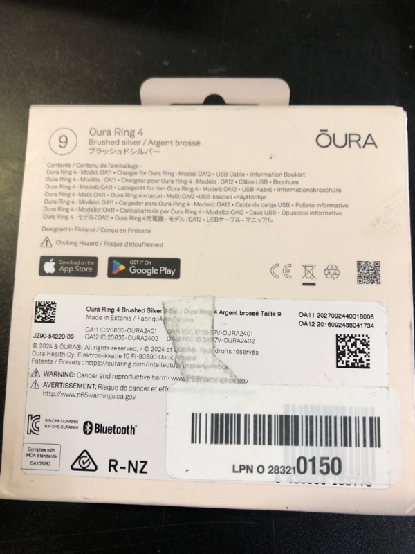Photo 1 of Oura Ring 4 - Brushed Silver - Size 9 - Smart Ring - Size First with Oura Ring 4 Sizing Kit - Sleep Tracking Wearable - Heart Rate - Fitness Tracker - Up to 8 Days of Battery Life