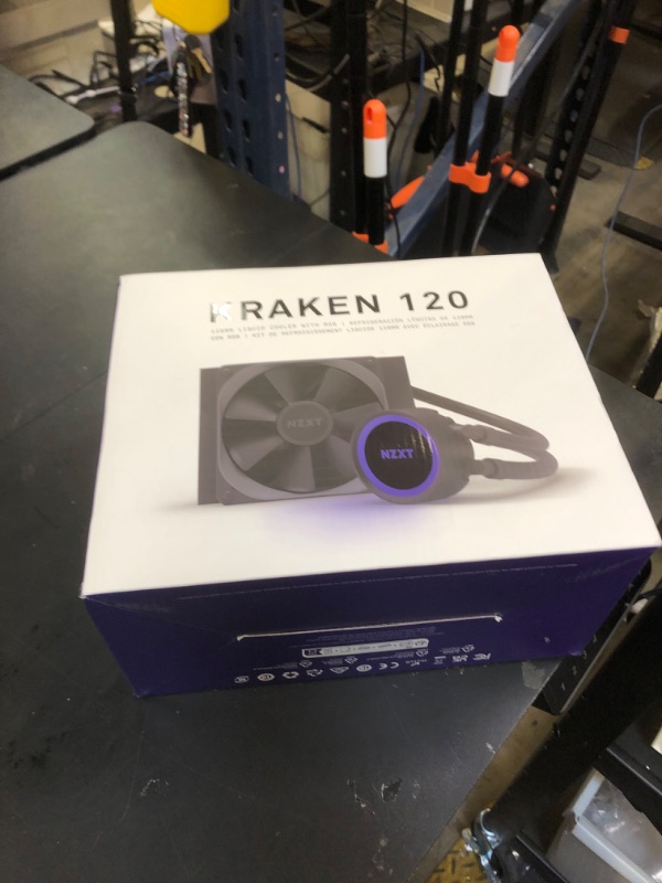 Photo 2 of NZXT Kraken 120 - RL-KR120-B1 - AIO RGB CPU Liquid Cooler - Quiet and Effective - Silent Operation - Ring RGB LEDs - Aer P 120mm Radiator Fans (Included),Black