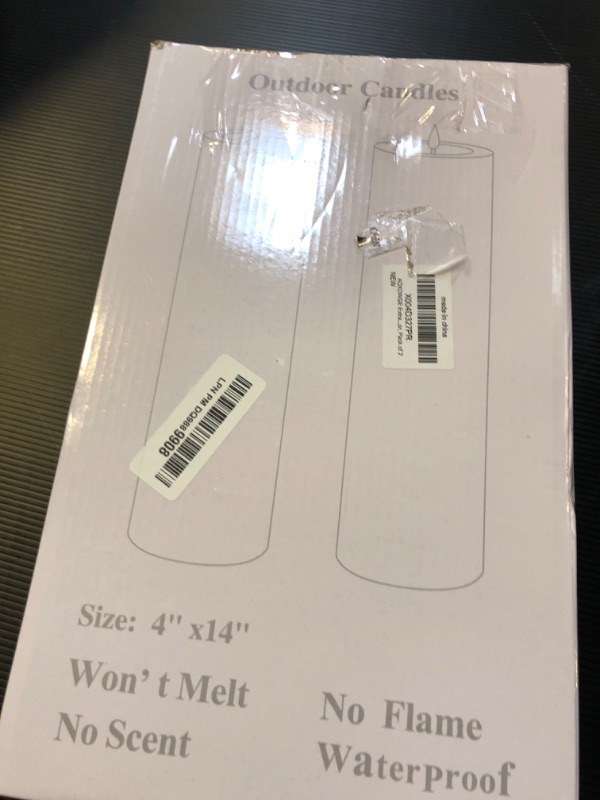 Photo 1 of AOXDWGE 14" x 4" Large Flameless Pillar Candles with Remote, Waterproof Flickering LED Flameless Candles with Timer for Outdoor Patio Porch Lanterns Home Decor, 2 Pack