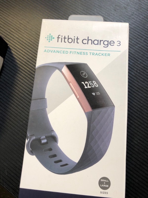 Photo 2 of Fitbit Charge 3 Fitness Activity Tracker, Rose Gold/Blue Grey, One Size (S and L Bands Included)