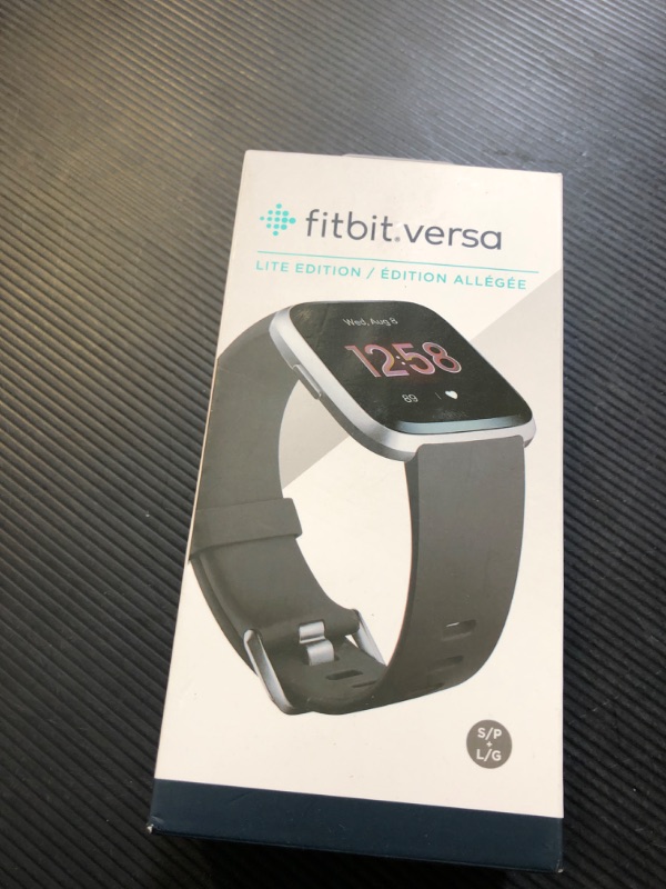 Photo 2 of Fitbit Versa Lite Smartwatch,GPS,Charcoal/Silver Aluminum, One Size (S & L Bands Included)