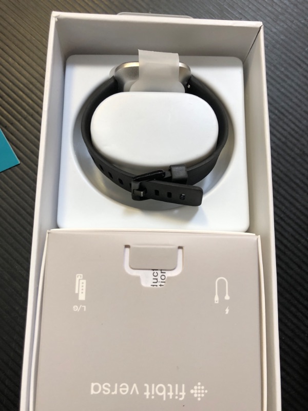 Photo 3 of Fitbit Versa Lite Smartwatch,GPS,Charcoal/Silver Aluminum, One Size (S & L Bands Included)