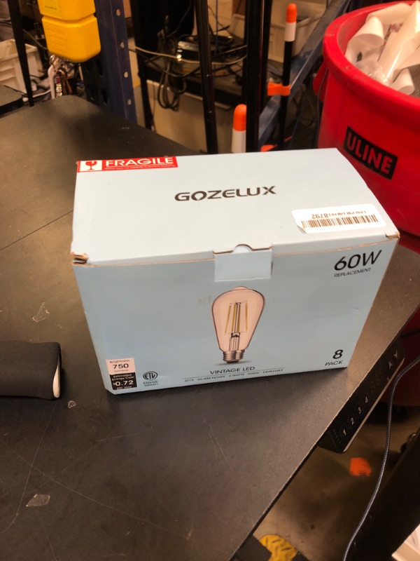 Photo 1 of Gozelux LED Edison Bulbs 6W, Equivalent 60W, High Brightness Daylight White 5000K, 750 Lumens, ST58 Vintage LED Filament Bulbs with 90+ CRI, E26 Base, Dimmable, Clear Glass, Pack of 8