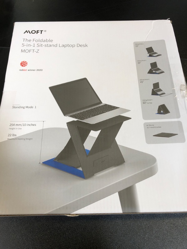 Photo 1 of MOFT Folding Laptop Stand Lap Desk, Portable & Mini Computer Stand Laptop Desk for Travel and Home Office, Ergonomic Design with Adjustable Viewing Angles, Lightweight Laptop Cooling Stand Desk, Black