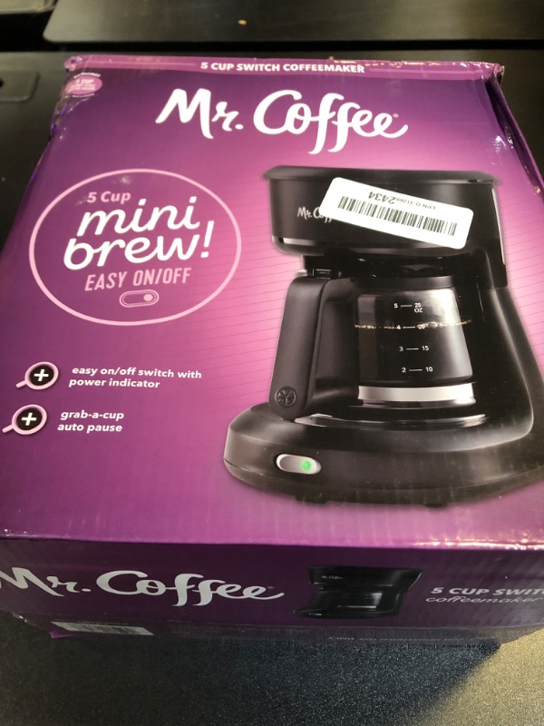 View 2 of Mr. Coffee® 5-Cup Mini Brew Switch Coffee Maker, Black