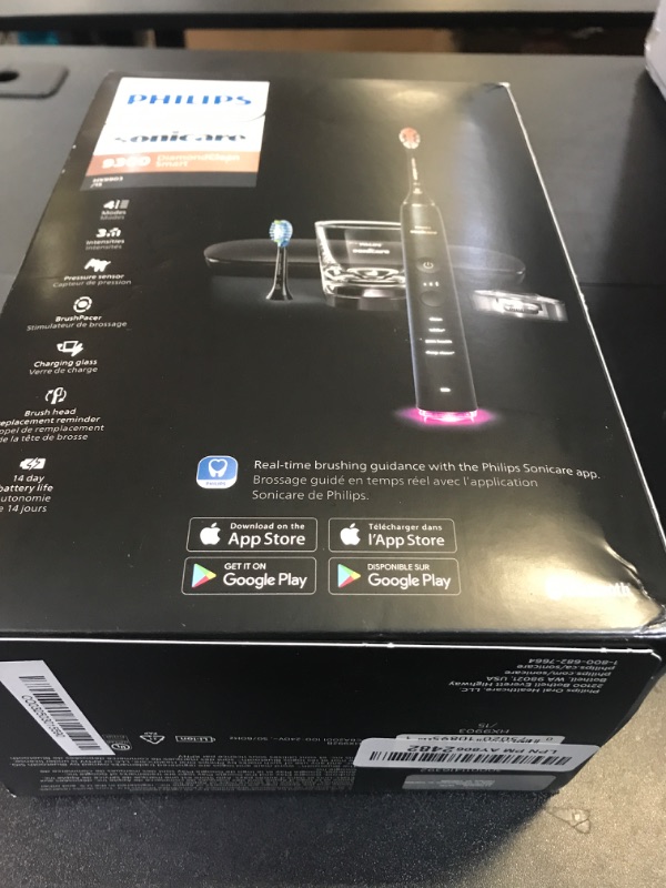 Photo 1 of Philips Sonicare DiamondClean Smart 9300 Electric Toothbrush, Sonic Toothbrush with App, Pressure Sensor, Brush Head Detection, 4 Brushing Modes and 3 Intensity Levels, Black, Model HX9903/15