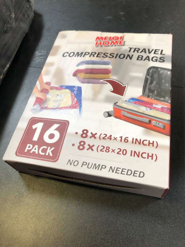 Photo 1 of 16 Pack Compression Bags for Travel | Vacuum Seal Storage Bags for Luggage & Dirty Clothes | Travel Packing Space Saver Bags for Suitcases & Home Organization | MEIQIHOME