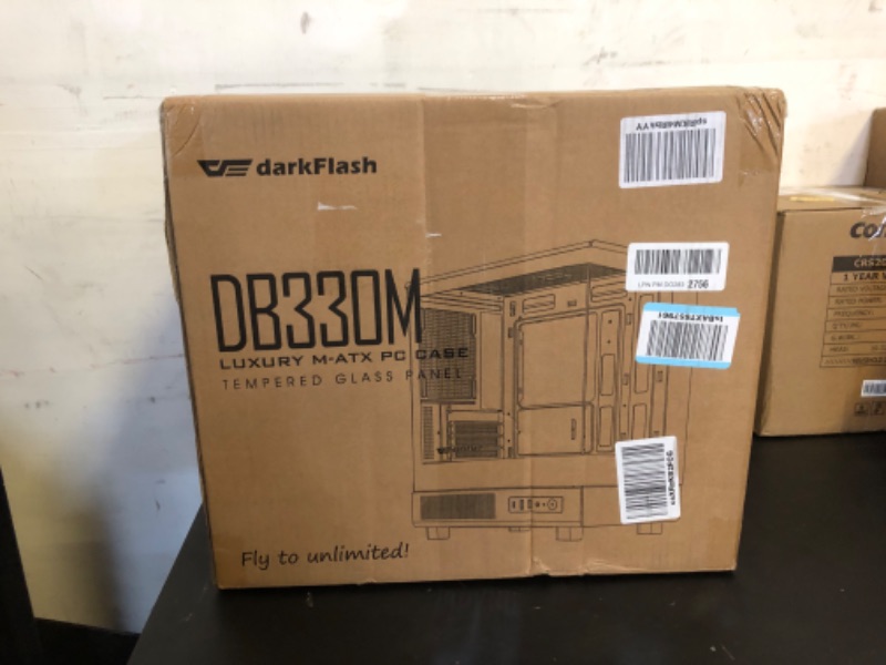 Photo 1 of darkFlash Micro ATX PC Case, Pre-Install 3 PWM ARGB Fans Computer Case, Full View Dual Tempered Glass MATX Gaming PC Case, Type C Port, Supports up to 240mm AIO(DB330M) (Black)