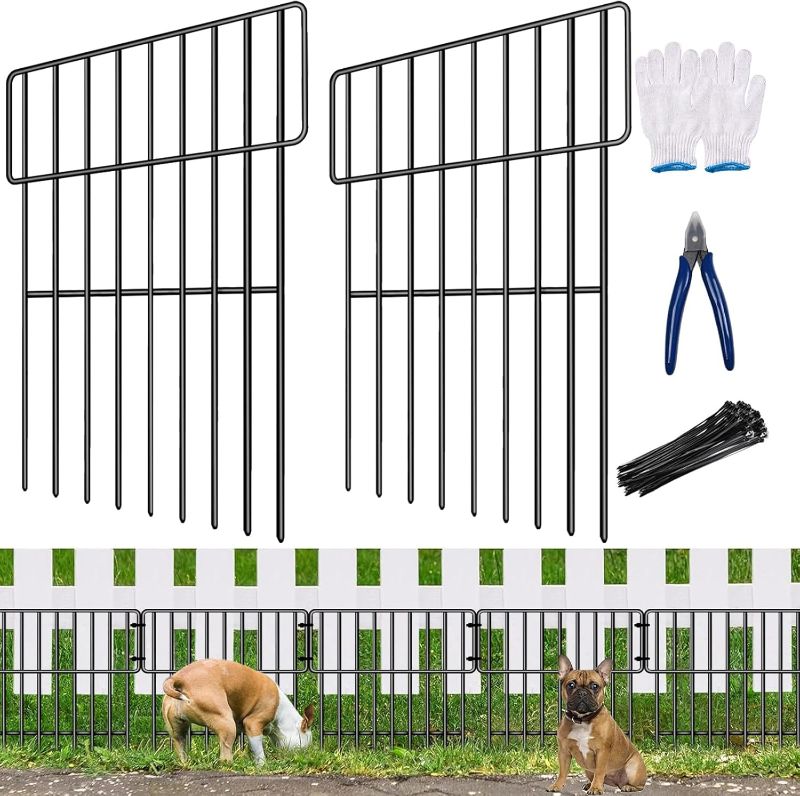 Photo 1 of 25 Pack Animal Barrier Fence, No Dig Fence for Dogs, Rabbits Dog Digging Fence Barrier, Rustproof Metal Defense Fence for Outdoor Yard, with Cable Ties and Cutting Plier 27ft(L) X 17in(H) Black

