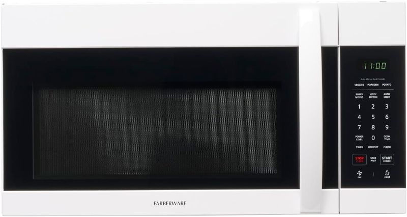 Photo 1 of Farberware Over-the-Range Microwave Oven, 1.7 Cu. Ft. - 1000W - Auto Reheat, Multi-Stage Cooking, Melt/Soften Feature, Child Safety Lock, LED Display - Space Efficient & Powerful - White
