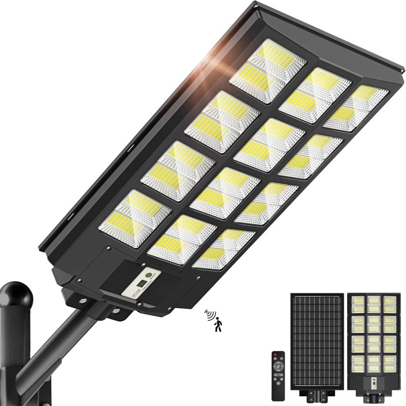 Photo 1 of 6000W Solar Street Lights Outdoor - 7000K Solar Lights Outdoor Waterproof Dusk to Dawn, Commercial Solar Parking Lot Lights with Motion Sensor, Solar Powered LED Street Light for Yard, Outside
