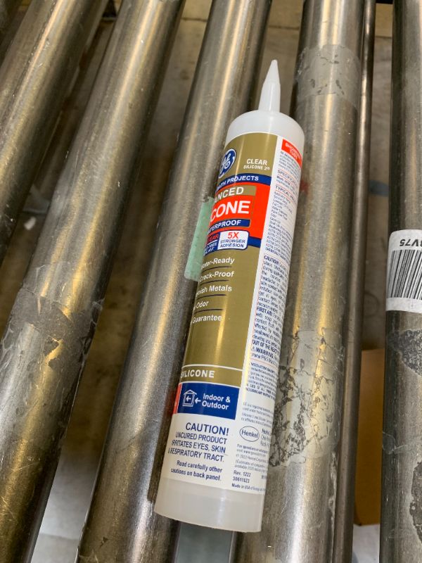 Photo 1 of GE Advanced Silicone Caulk for Kitchen & Bathroom - 100% Waterproof Silicone Sealant, 5X Stronger Adhesion, Shrink & Crack Proof - 10 oz Cartridge, Clear, Pack of 1