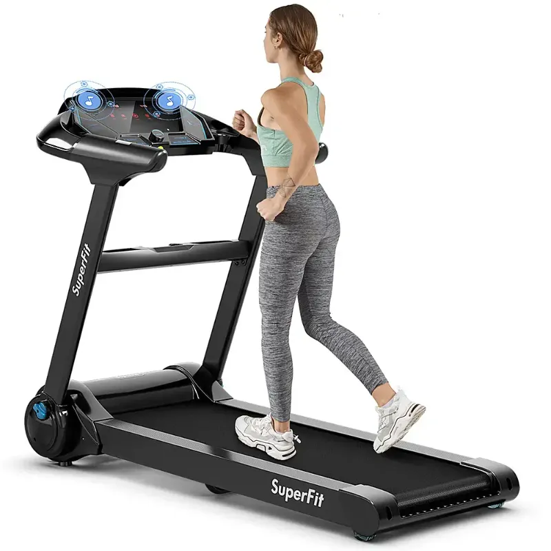 Photo 1 of Costway - 2.25HP Folding Treadmill Running Machine LED Touch Display - Black