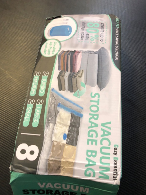 Photo 1 of Vacuum Storage Bags with Electric Pump, 8 Pack (2 Jumbo/2 Large/2 Medium/2 Small) Vacuum Seal Space Saver Bags for Clothing, Pillows, Blanket, Bedding, Comforters