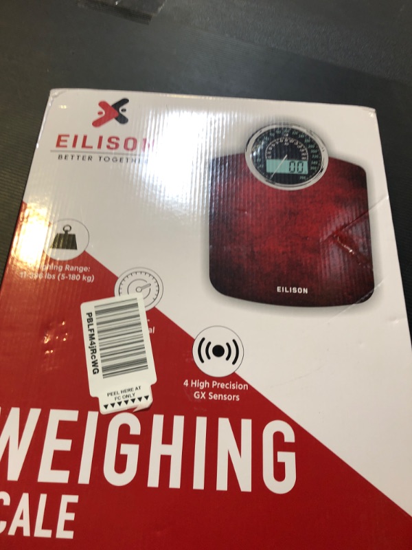 Photo 1 of EILISON Highly Advance 2-in-1 Digital & Analog Weighing Scale for Body Weight-400lbs, 4 High Precison GX Sensor Accurate, Thick Tempered Glass, Extra Large Display (red) (New Black)