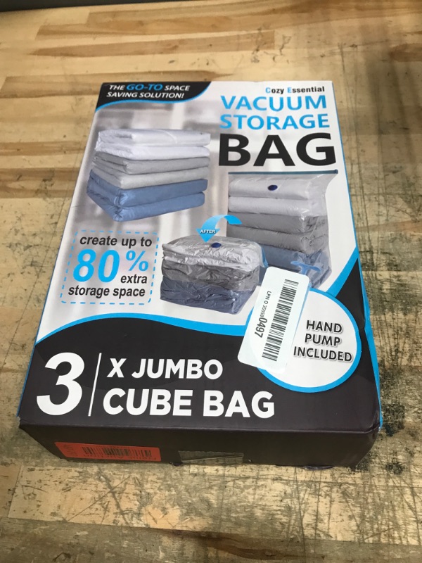 Photo 1 of 3 Pack Cube Vacuum Storage Bags (39x31x17 Inch), Extra Large Vacuum Sealed Storage Bags for Bedding, Clothing, Comforters, Blankets for Space Saving