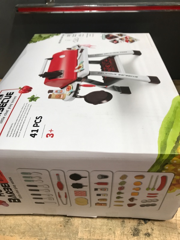 Photo 1 of 2025 Kids Play Kitchen Toy Grill BBQ Kitchen Playset Outdoor Toy with Smoke Light Outside Pretend Play Food Toys Cooking Set 2-Layer Barbecue Gifts for Toddler Boys Girls 3-5 6 7 8