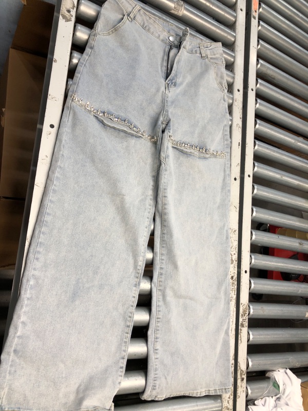 Photo 1 of (USED/FAIR) (BAGGED) (LARGE) Unybwonn Women's High Waisted Jeans Boyfriend Baggy Wide Straight Leg Casual Denim Pants Trousers LARGE