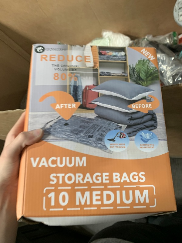 Photo 1 of 10 Medium Vacuum Storage Bags, Space Saver Sealer Compression Bags for Blankets, Comforters, Pillows, Clothes Storage