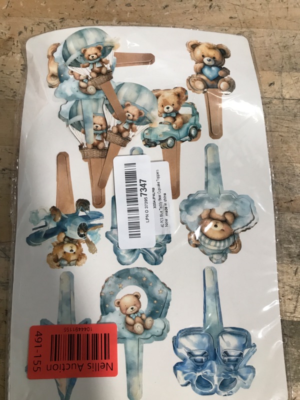 Photo 1 of 40 PCS Blue Teddy Bear Cupcake Toppers