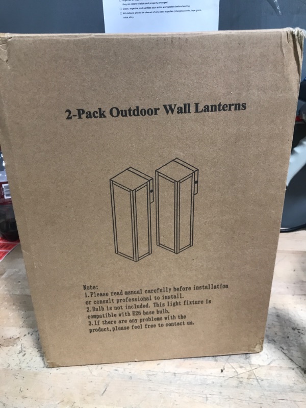 Photo 1 of 2-Pack Outdoor Wall Lanterns, Exterior Waterproof Wall Sconce with Glass Shades, Matte Black Porch Lights Wall Mounted, Anti-Rust E26 Modern Wall Lighting Fixtures for Patio Garage Entryway Front Door