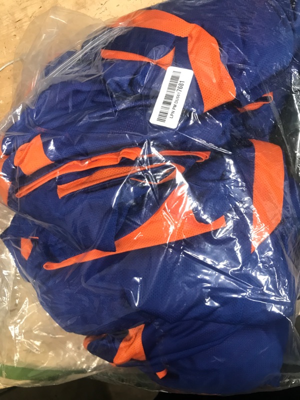 Photo 1 of 10-Pack Men's Reversible Custom Basketball Jerseys, Plain Mesh Athletic Sleeveless Shirts Blank Team Uniforms Set (Blue/Orange)