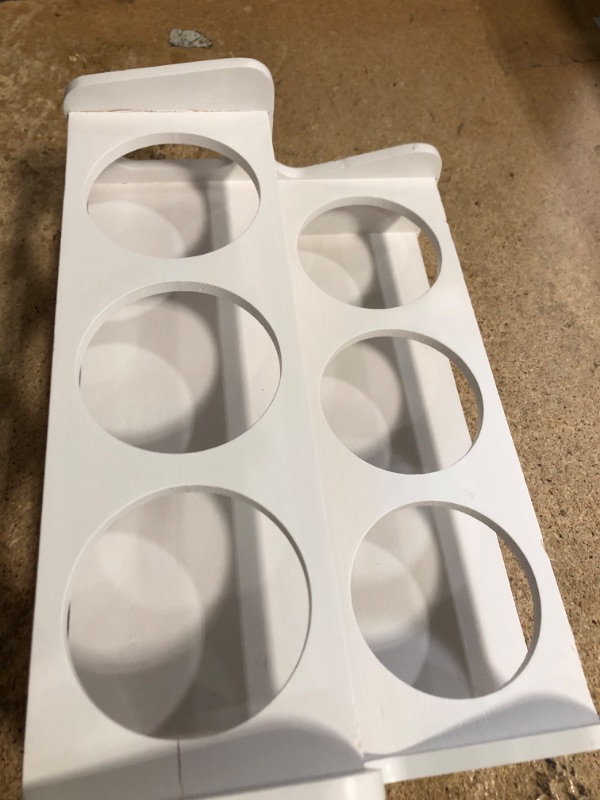Photo 1 of *HAS A CRACK* Hacaroa 2 Tier Coffee Syrup Rack with Handle, 6 Bottles Wood Syrup Bottle Holder Organizer, Wine Display Riser Syrup Stand Storage Shelf for Dressing, Coffee Bar, Kitchen Countertop, White