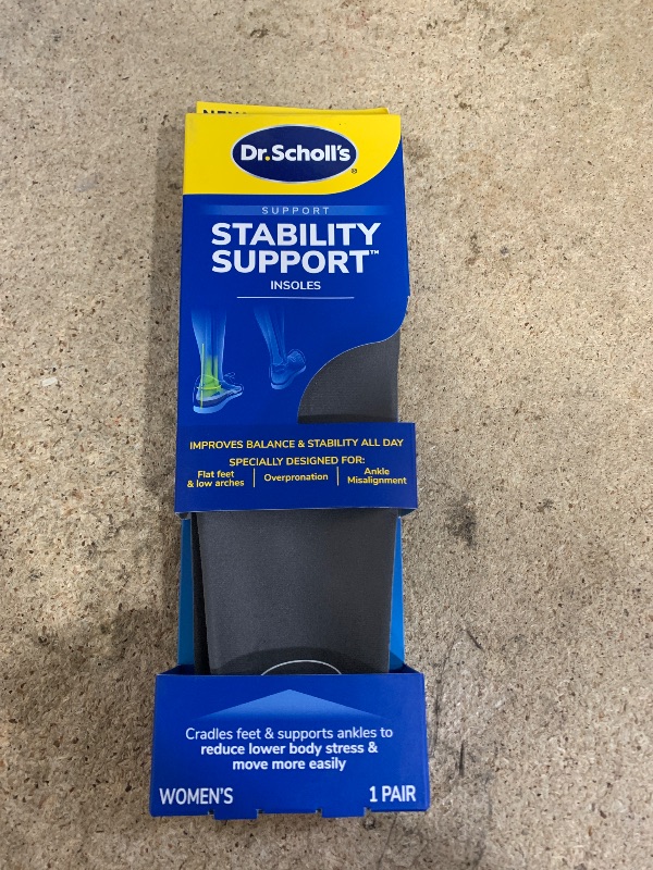 Photo 1 of ?Dr. Scholl's Stability Support Insoles, Flat Feet & Overpronation Low Arch Support, Improves Balance & Stability, Motion Control, Trim Inserts to Fit Shoes, Women's Size 6-10