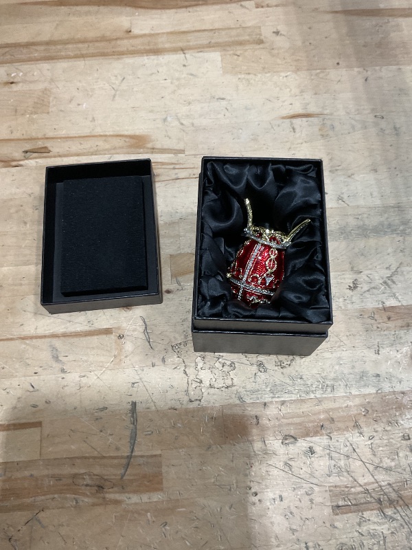 Photo 1 of **NO REFUNABLE***Keren Kopal Red Faberge Egg Trinket Box Decorated with Crystals Handcrafted