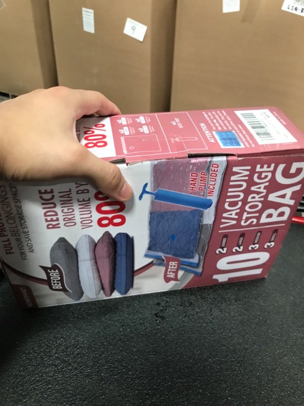 Photo 1 of 10 Space Saver Vacuum Sealed Storage Bags (2 Jumbo/2 Large/3 Medium/3 Small) with Hand Pump, Seal Bags for Clothing, Comforters, Pillows, Towel, Blanket Storage, Bedding