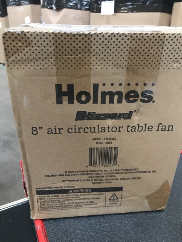 Photo 1 of HOLMES Blizzard 8" Air Circulator Digital Fan, 3 Speeds, 90° Adjustable Head Tilt, Capacitive Touch, Remote Control, Ideal for Home, Bedroom, Kitchen or Office, Black